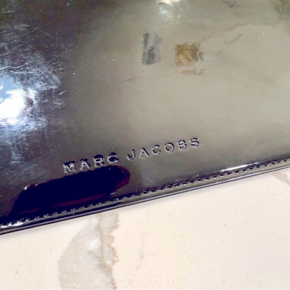 Marc Jacobs Black Patent Leather Pouch Case Makeup Cosmetics Bag - Picture 2 of 6